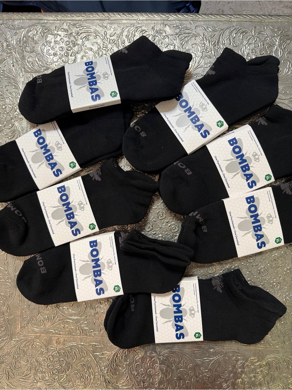NWT Bombas Black Ankle Socks 8-Pack Size XL